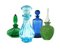 Large Blue, Green and Clear Decorative Perfume Glass Bottles