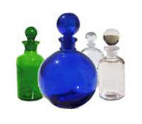 Blue, Green and Clear Apothecary Style Bottles for Essential oils and Perfumes