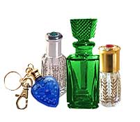Small Blue, Green and Clear Decorative Perfume Glass Bottles